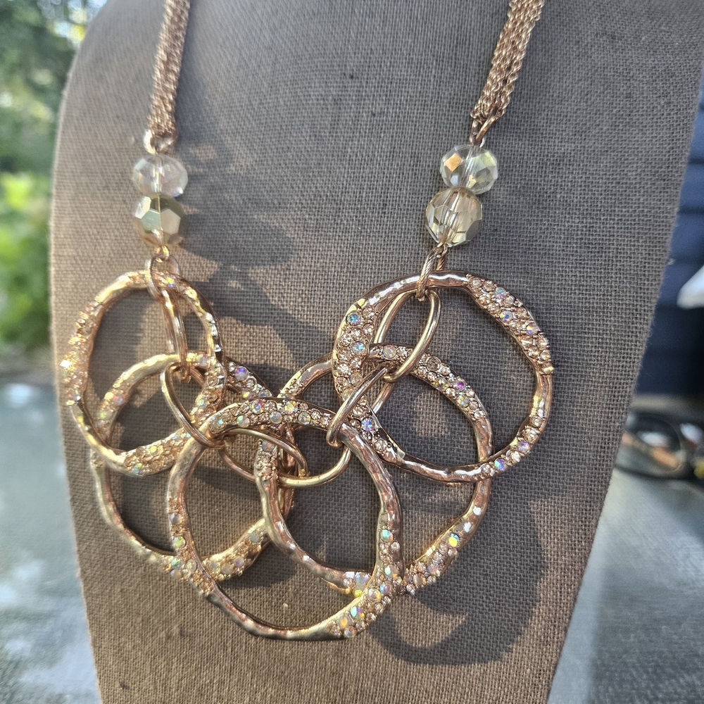Gold Necklace with Crystal Accents